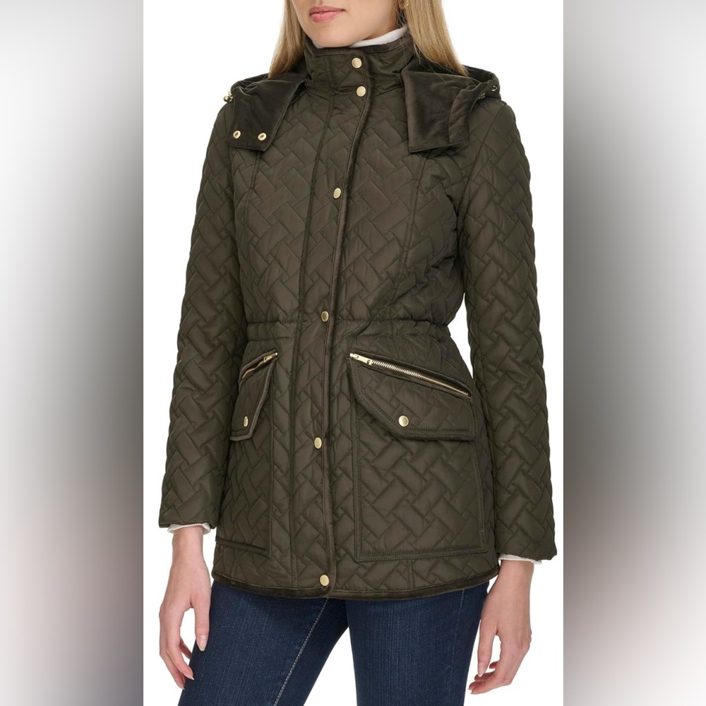 Cole Haan Olive Green Quilted Puffer Jacket